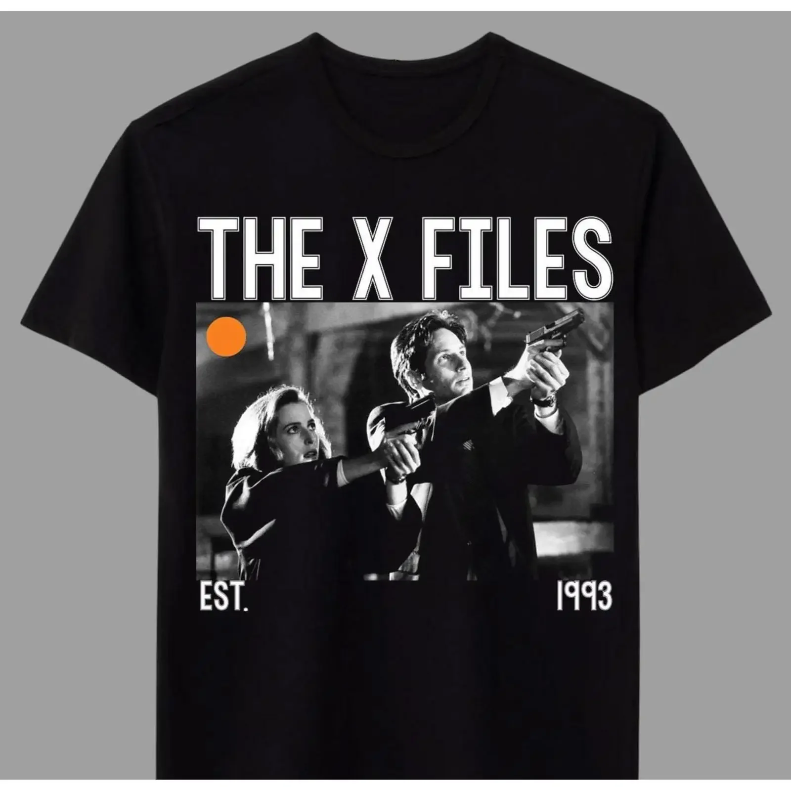 Футболка «Досье X» (The X Files) EST 1993 в стиле ретро, винтажная, 90-х годов, научно-фантастическая, для фанатов, на день рождения, Рождество, с эффектом потертости, мужская, с графическим принтом