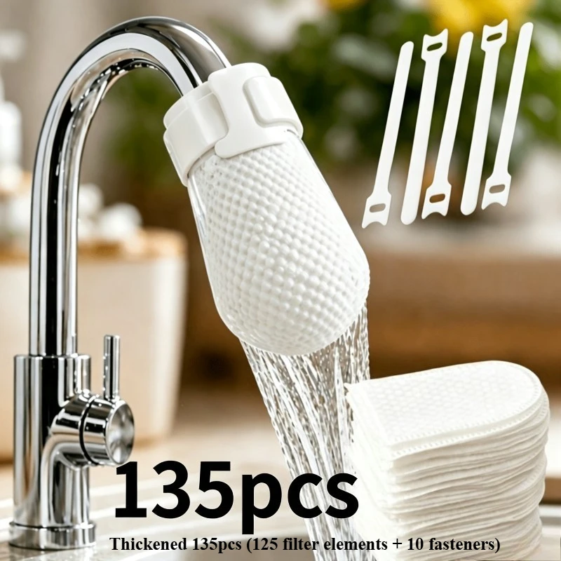 135PCS Universal Water Filter Cartridges with Straps, Removes Rust Sediment Impurities, Replacement for Home Kitchen Bathroom