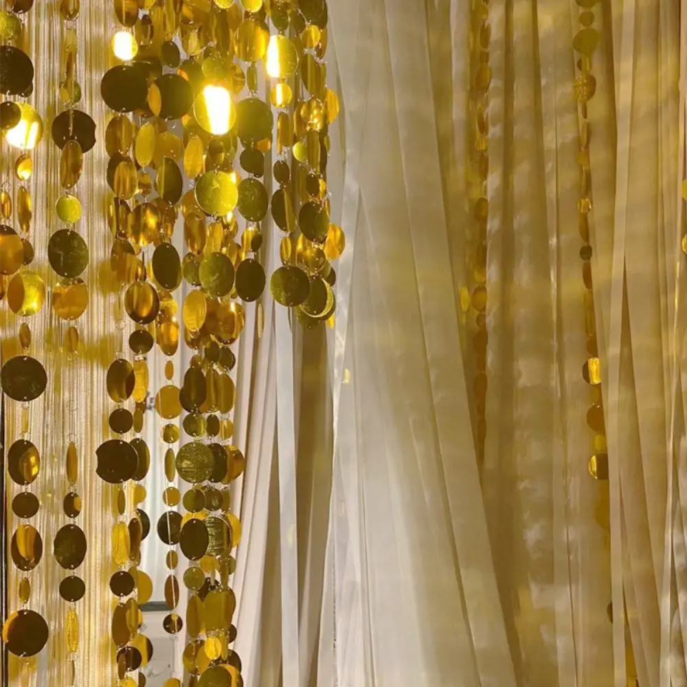 

10PCS 1 Meter Sequins Hanging Foil Curtains Gold Silver Flash Curtains Sequin Bead Strings PVC Indoor Home Decoration