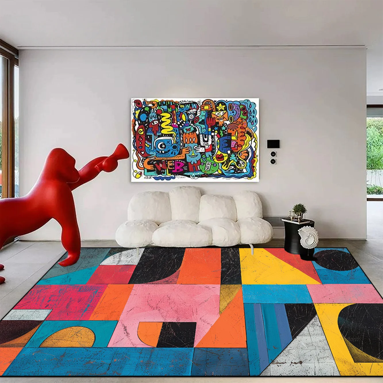 

Modern Living Room Geometry Carpets Abstract Decoration Home Floor Mat Children Bedroom Bedside Soft Rugs Room Hall Sofa Carpet