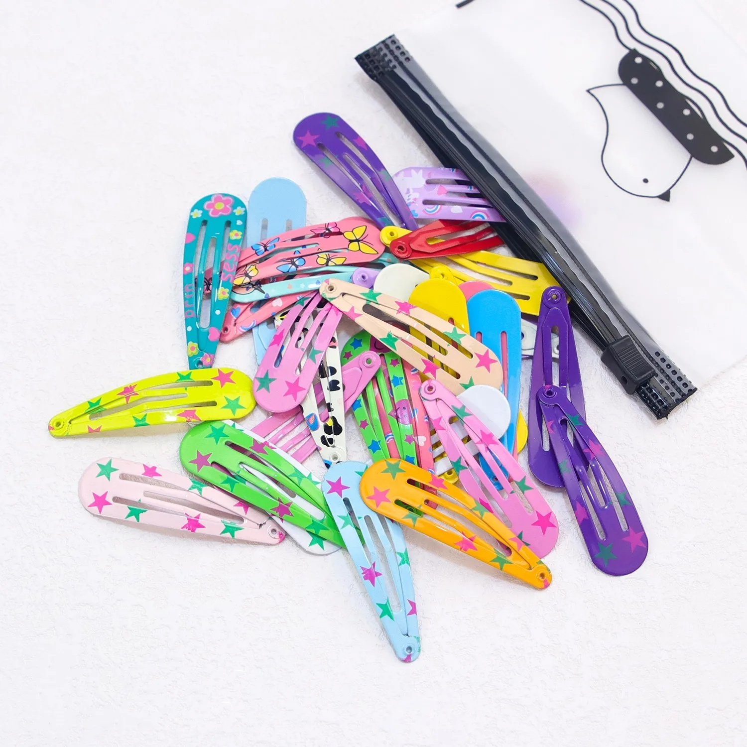 20/30pcs Colorful Baby Girls Hair Clips Women Grils Cute Metal Star Hairpin Print Barrettes Hair Clip Headwear Hair Accessories