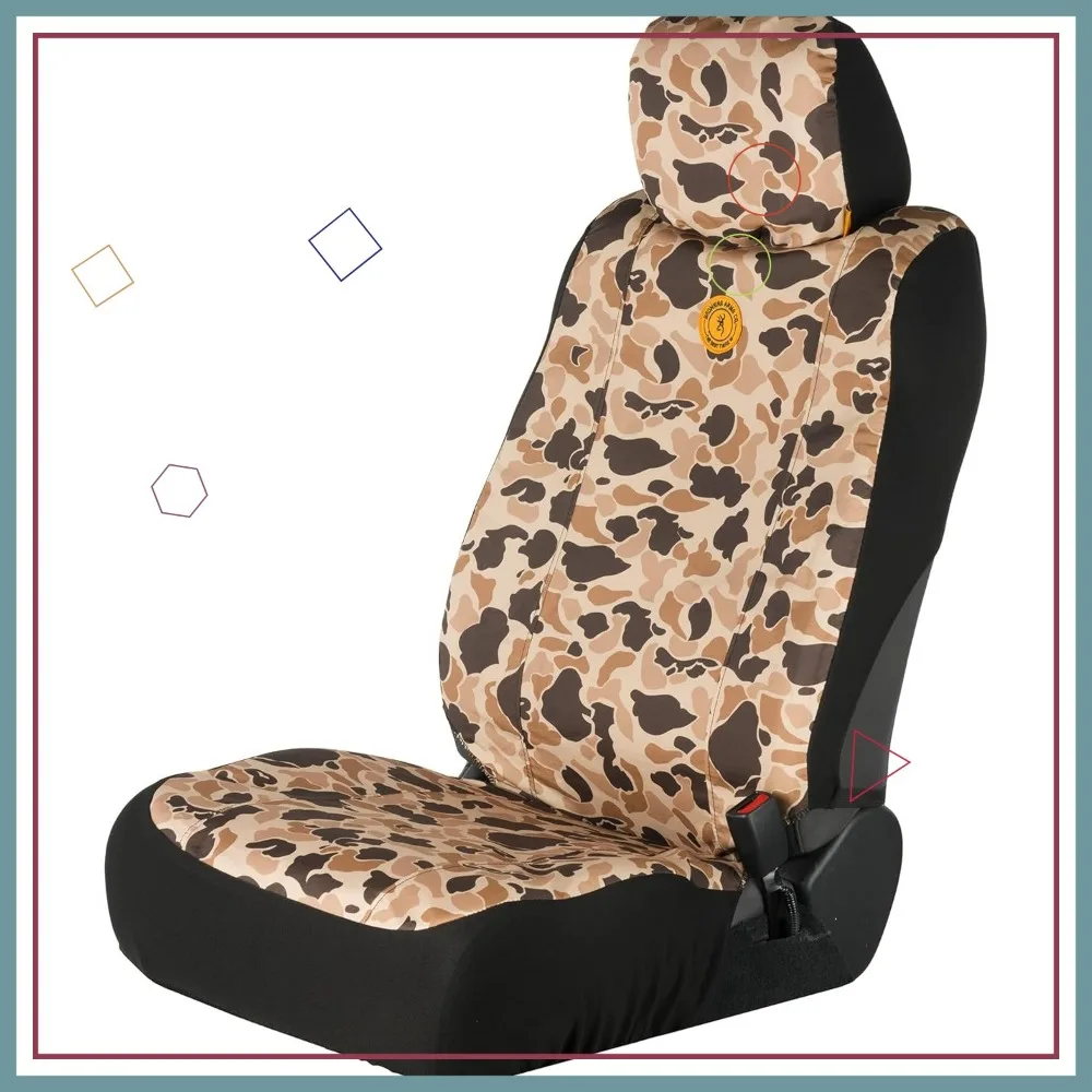 

Universal Low Back Seat Covers for Cars, Trucks & SUVs - Water & Dirt Resistant Tan Camo Design