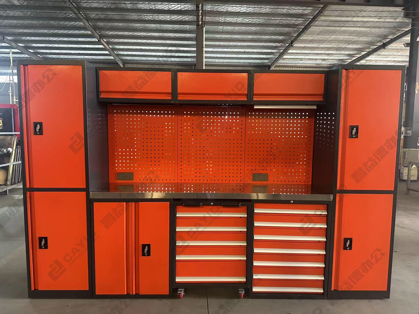 CYD Combination Tool Cabinet System Stainless Steel Tabletop Storage Tool Cabinet for  Garage Workstation Cabinet