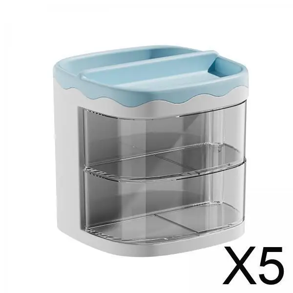 

5xНастольный органайзер с ящиком, домашний комод, органайзер для кистей для макияжа для гостиной, розовый