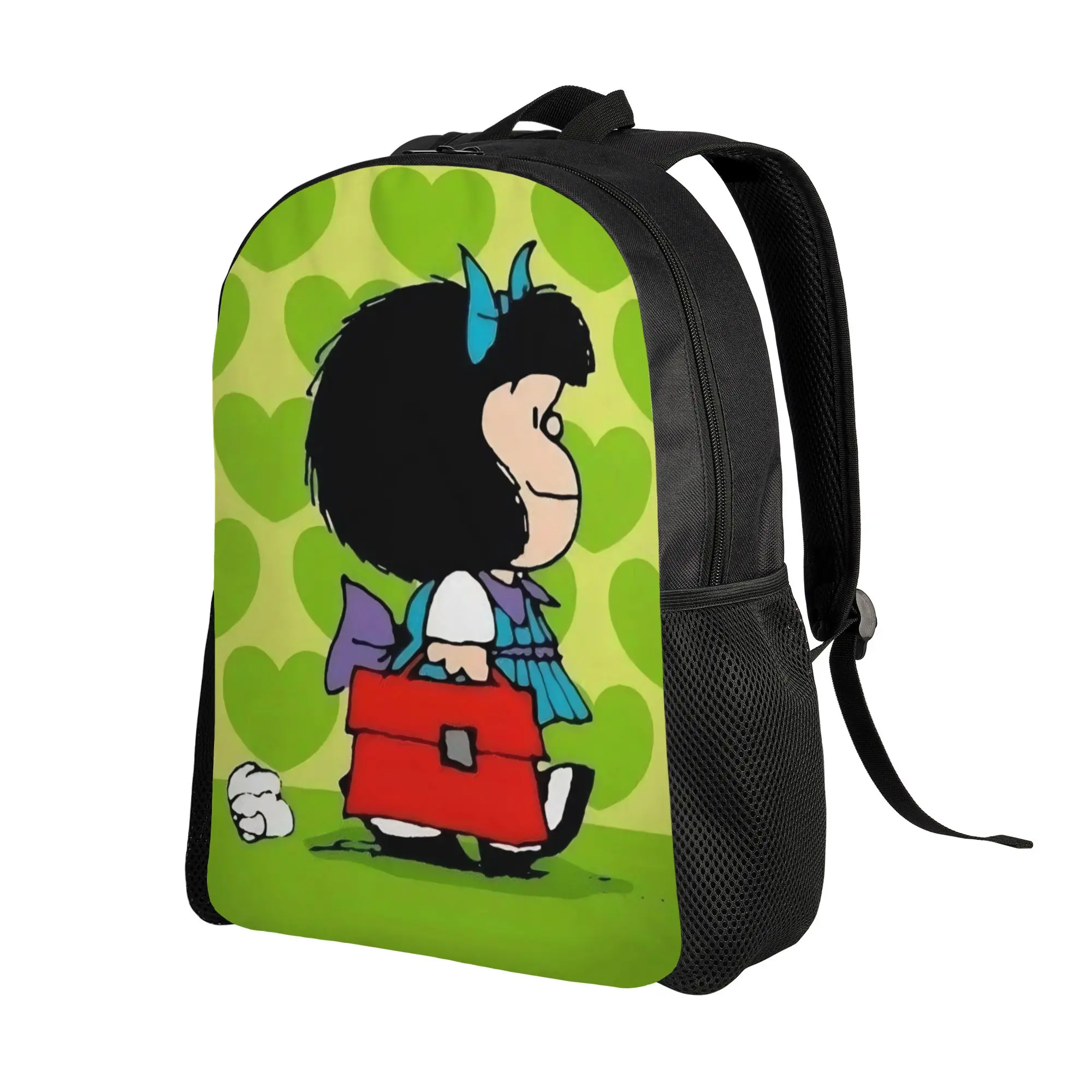 Mafaldas Green Heart Cool Backpack Gift Student Work  Daypack for Men Women Laptop Canvas Bags
