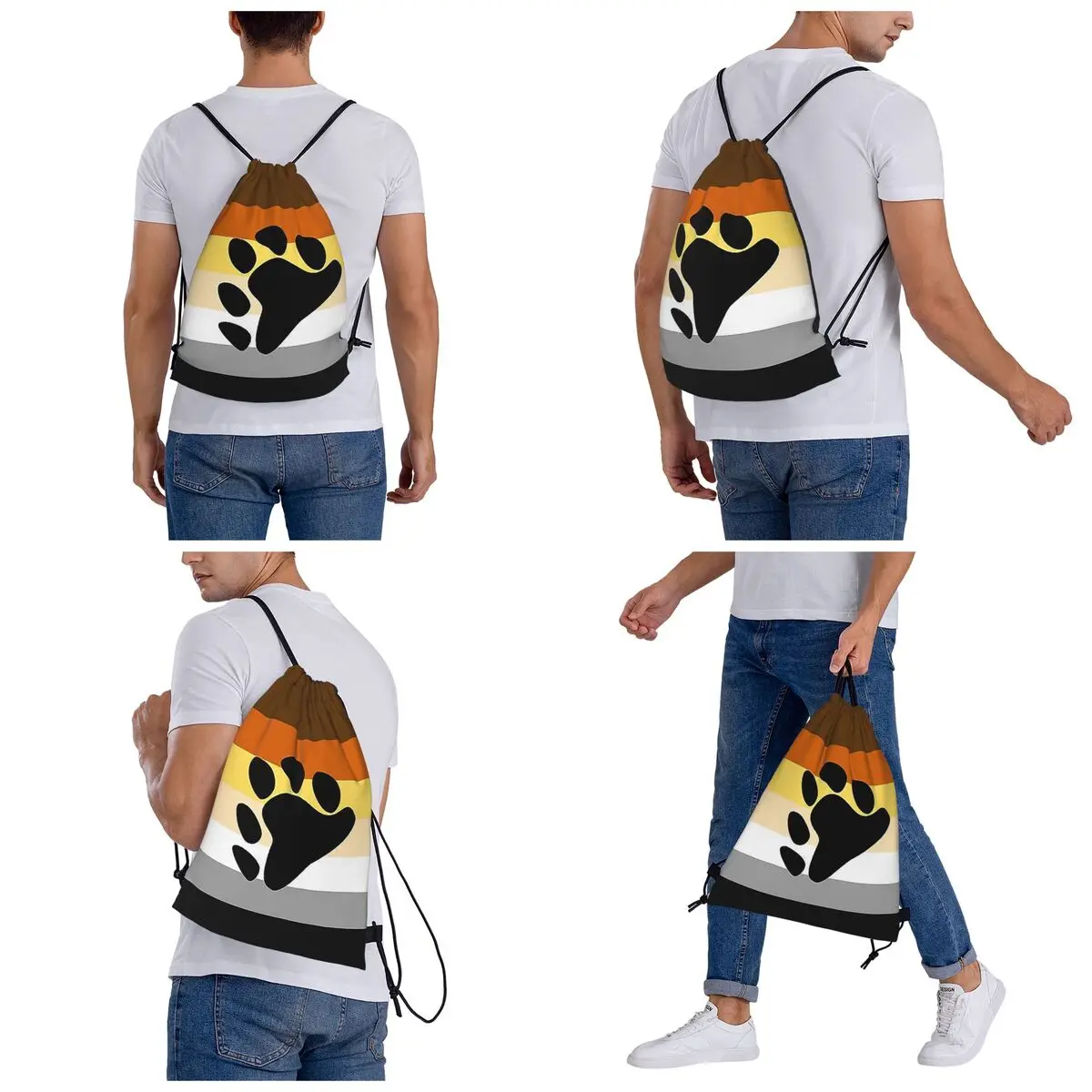 Lgbt Gay Bear Pride Flag Backpacks Multi-function Drawstring Bundle Pocket Shoes Bag Book Bags for Man Woman School