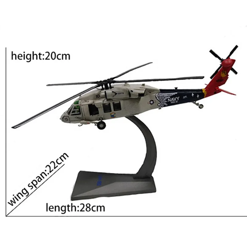 1/72 Alloy Utility Helicopter UH-60 Black Hawk US Navy Aircraft Fighter Children Kids Gift for Desk Room Decoration
