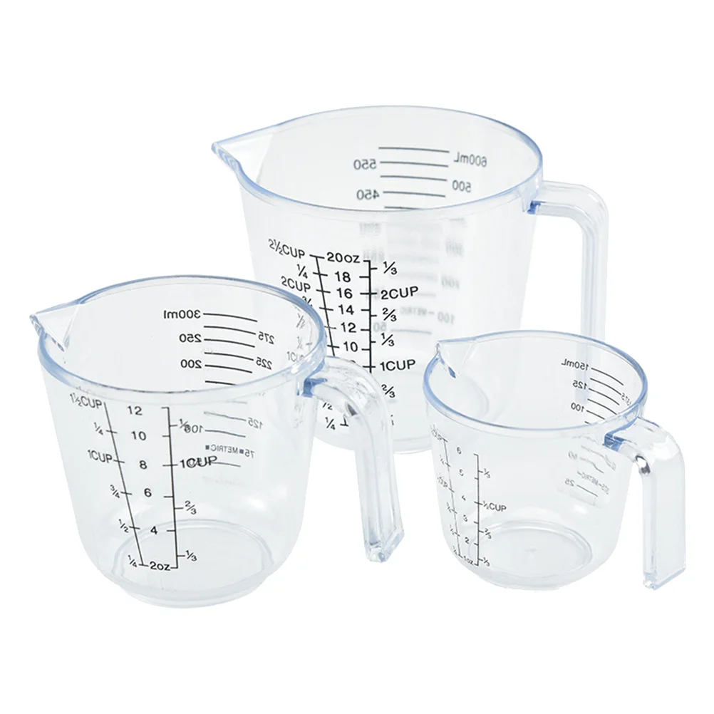 

3 Pcs Graduated Measuring Cup Tools Clear Beakers Baking Measure Plastic Cups Scale with Transparent