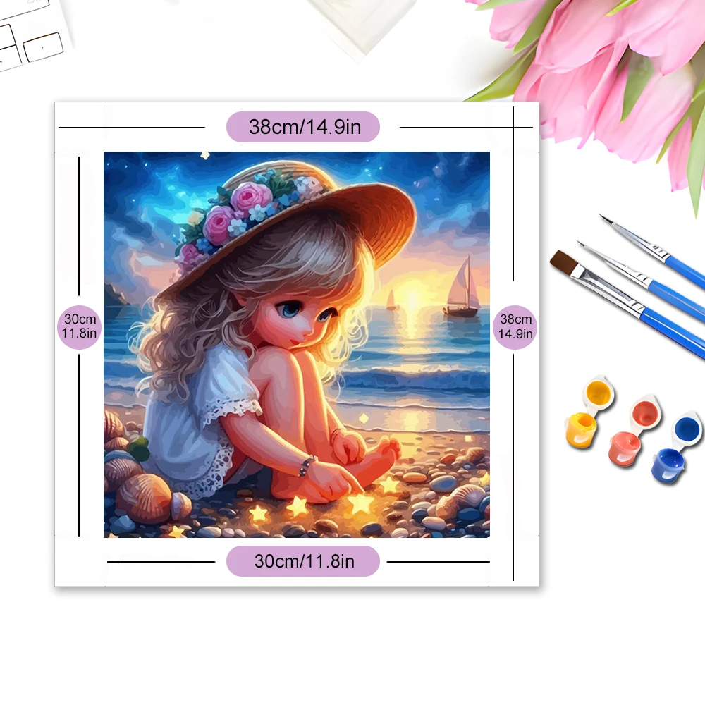 Evershine Digital Oil Painting Girl Portrait Colorful Canvas Drawing By Numbers Set Shell Picture For Living Room Home Decor