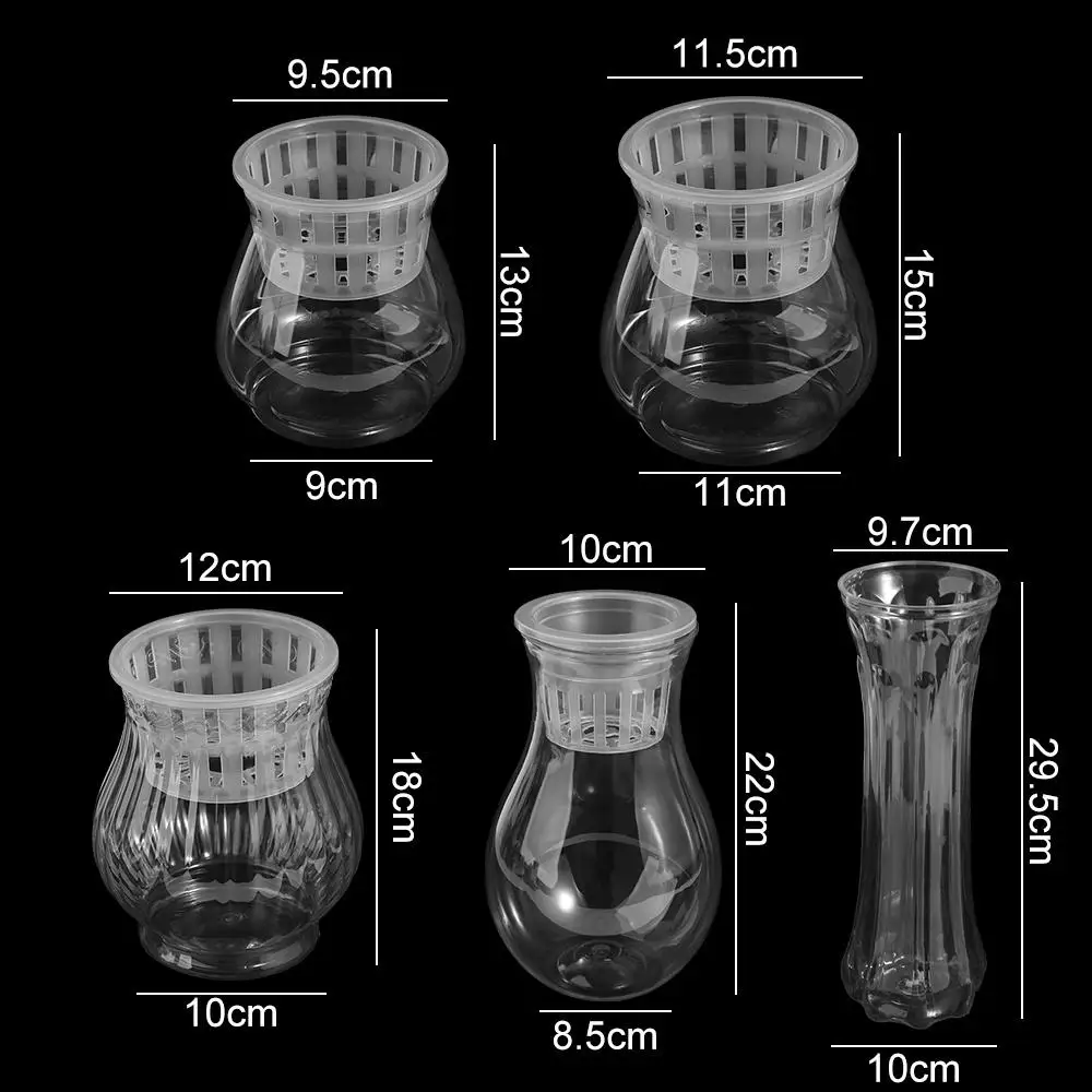 Fashion Self Watering Hydroponic Flower Pot Floor-standing Plastic Aquatic Plant Container Simple Transparent Home Decor