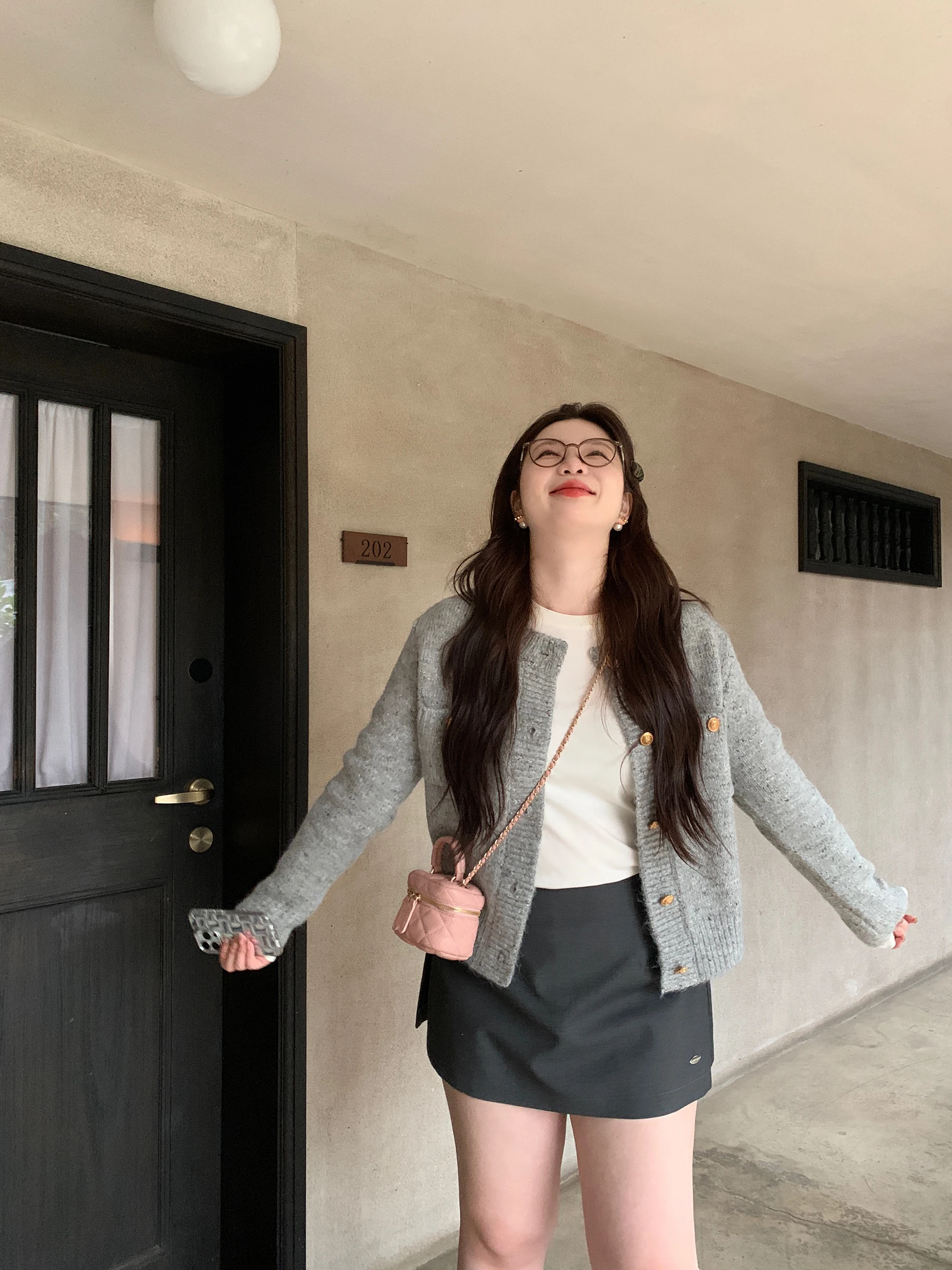 

Свободный вязаный кардиган M5T6 Micro Plus Size Starlight Scrunch в корейском стиле для женщин, зимний, с длинными рукавами