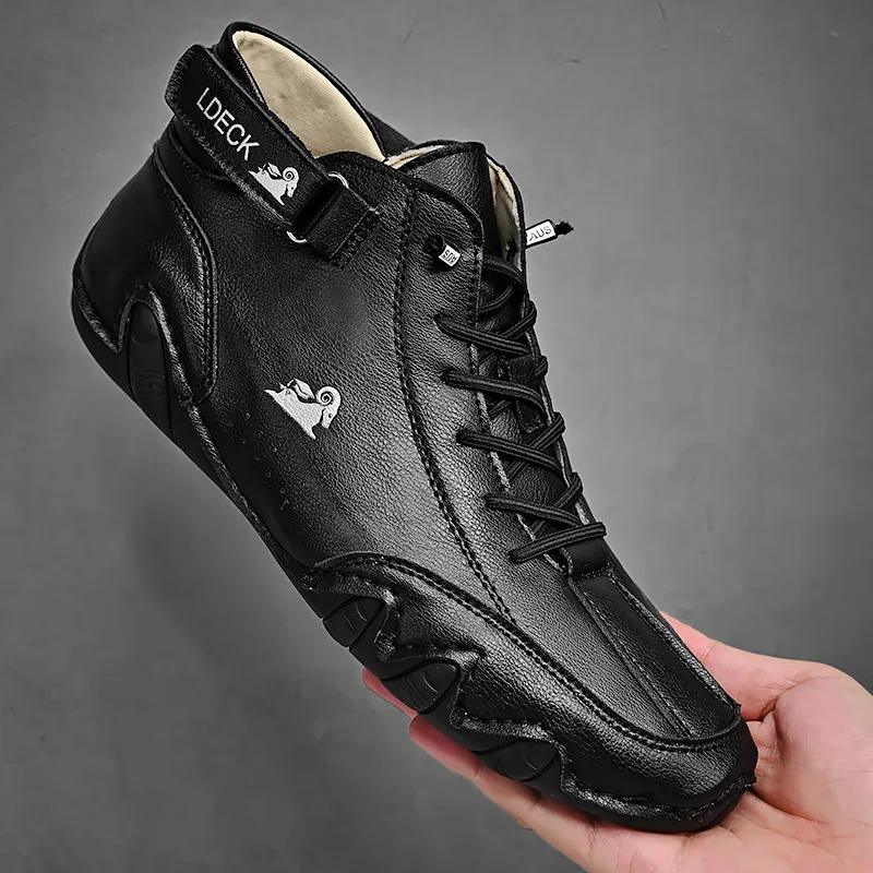 Men\'s Shoes High Top Sports Casual Shoes Cotton Shoes Boots Large Size Sneakers Winter Warm Leather Shoes Plush 2023 New In Shoe