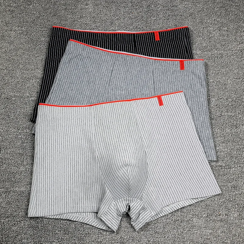 

3pcMen's underwear, pure cotton boxer shorts, mid-waist, large-sized sportswear for young men, antibacterial four-cornered trous