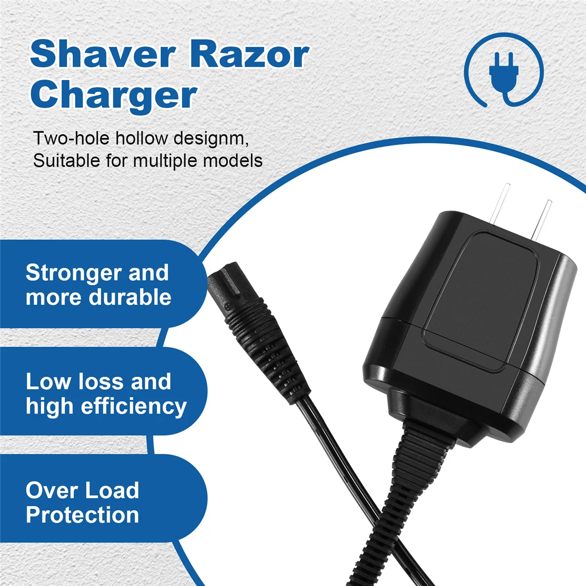 Power Cord for Braun Shaver Series 7 3 5 S3 Charger for Braun Electric Razor 190/199 Replacement 12V Adapter US Plug-LITE
