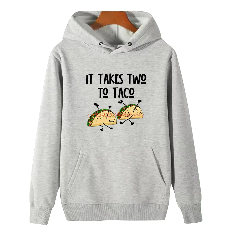 

Толстовки с капюшоном It Takes Two To Taco Dancing Tacos, подходящие для всех возрастов, зимний толстый свитер с капюшоном, мужская одежда