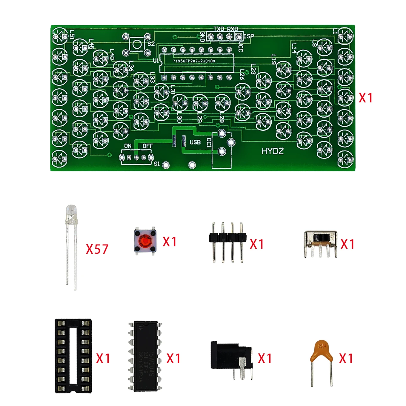 5V Electronic Hourglass DIY Kit Funny Electric Production Kits Precise With LED Lamps Double Layer PCB Board 84*40mm