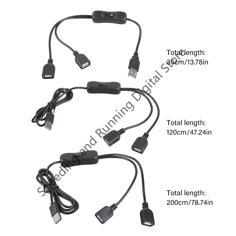 Q39D Double USB Nữ mở rộng với bộ chuyển đổi cho thiết bị sạc 35/120/200cm