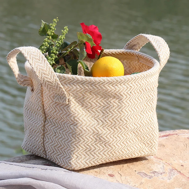 

Джутовая тканая корзина для хранения, горшок из пеньковой веревки, корзина для белья для грязной одежды, большая вместимость, портативный ящик для хранения мелочей