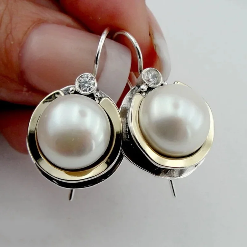 1 Paar Retro runde simulierte Perlen ohrringe für Frauen schmuck tägliche Party dekoration