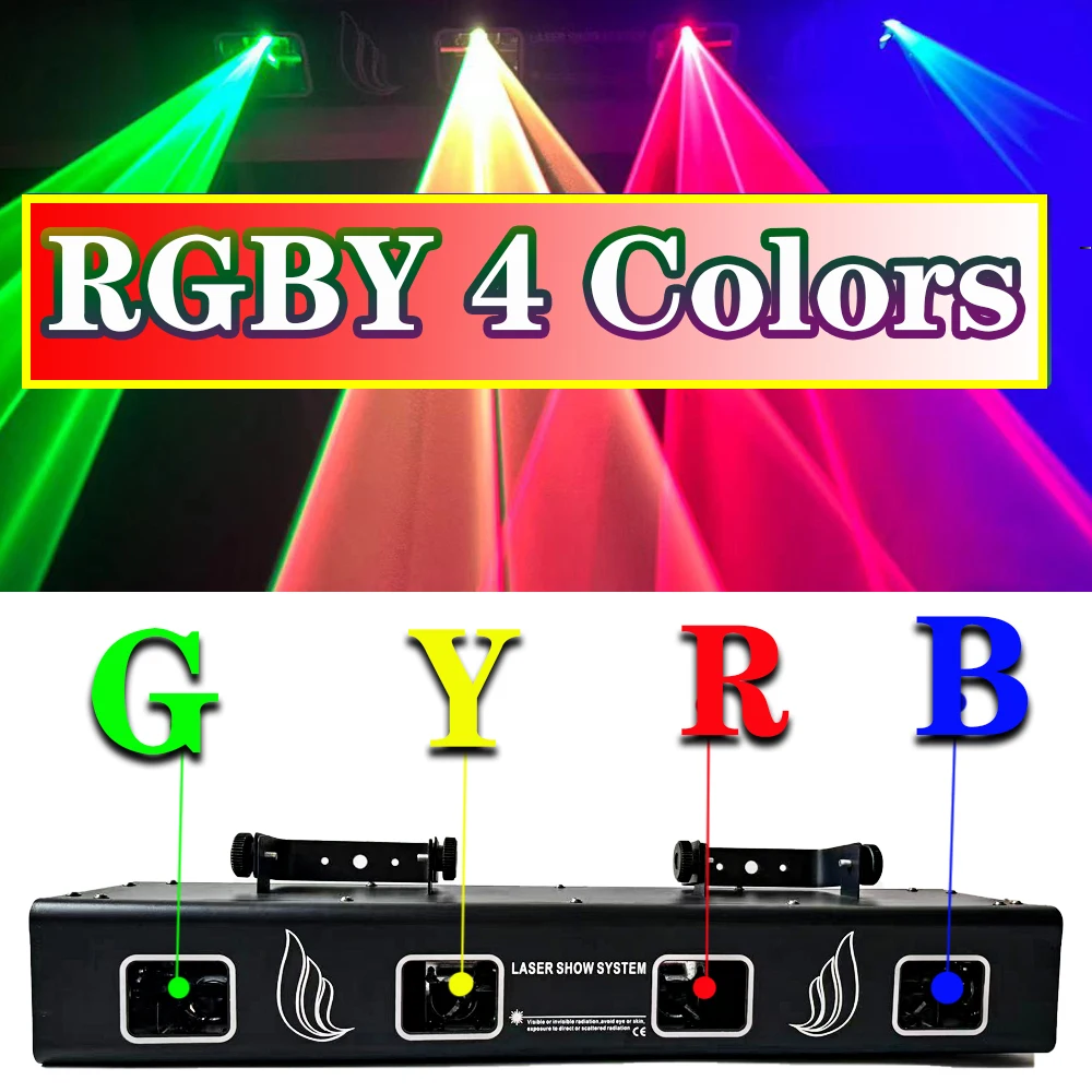 NEW 650MW RGBY Full 4Colors DJ Lasers Light DMX Sound Control Line Scanning Effect Stage Lighting Projector Disco Party audience