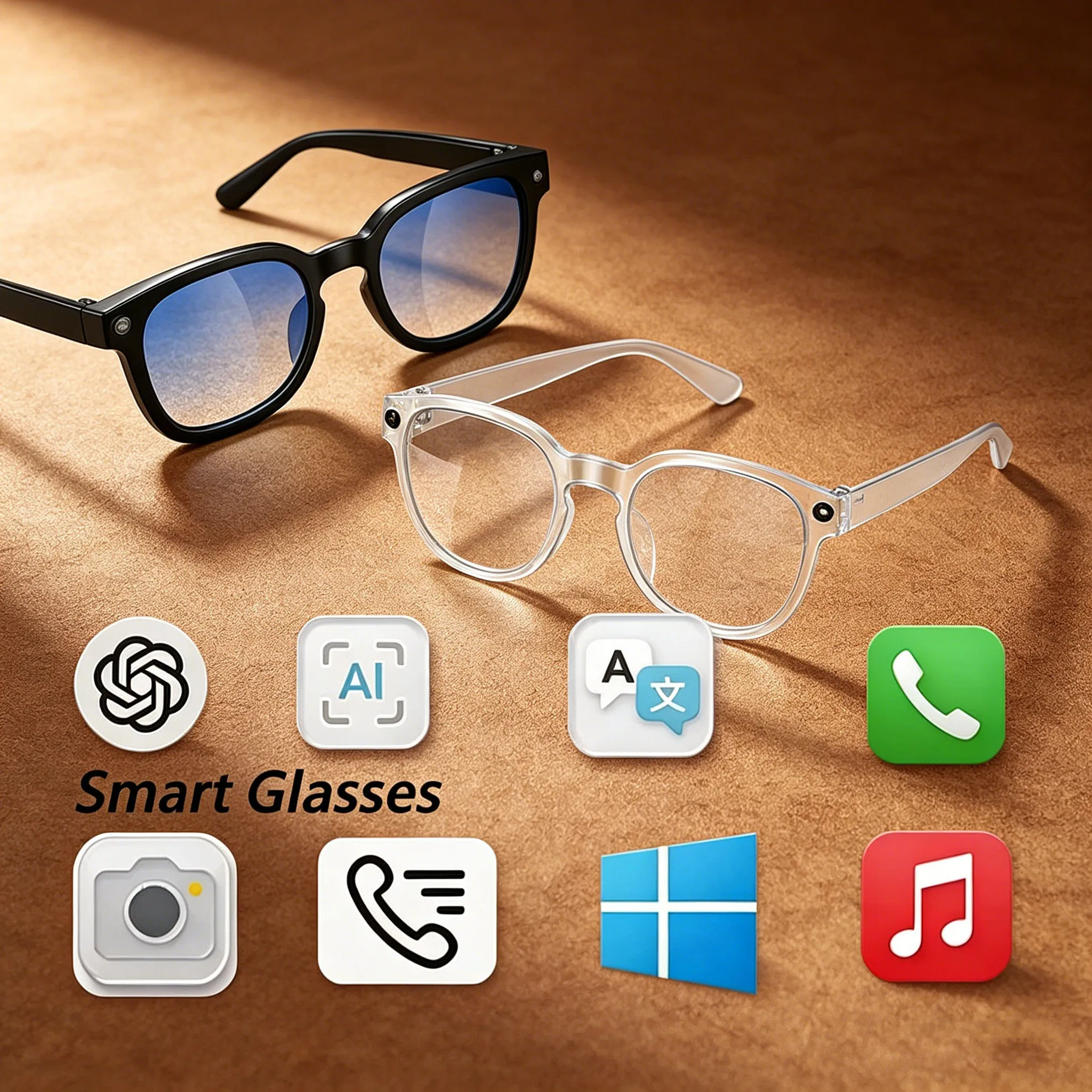Mega AI Smart Glasses AI Translation 8MP HD Camera 4K Shooting Image Bluetooth Call Recording Music Smart Sunglasses