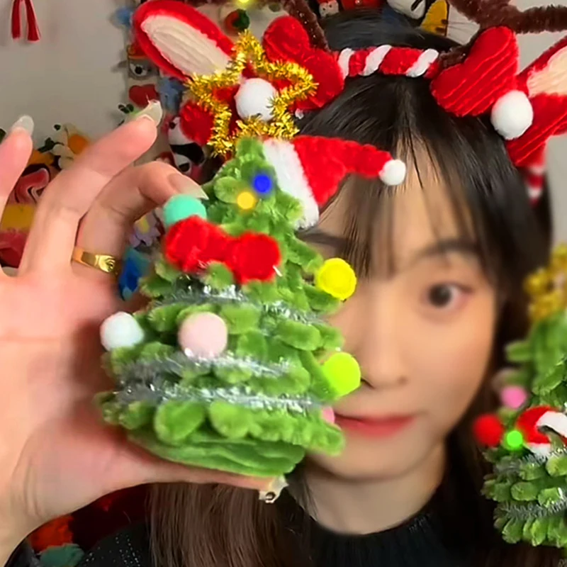 

1 Set Creative Christmas Party Decor Handmade DIY Christmas Tree Material Twisting Rod Desktop Ornament Birthday Festival Gift