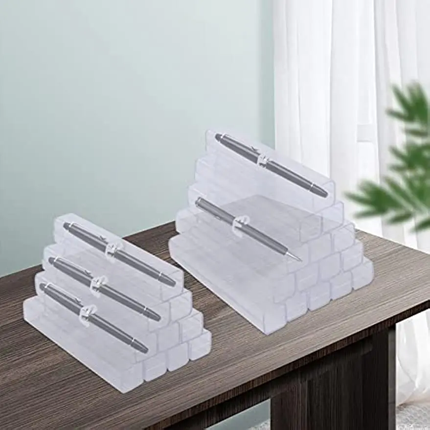 25pcs Plastic Pen Case Transparent Pencil Box Single Packaging Clear Storage Container