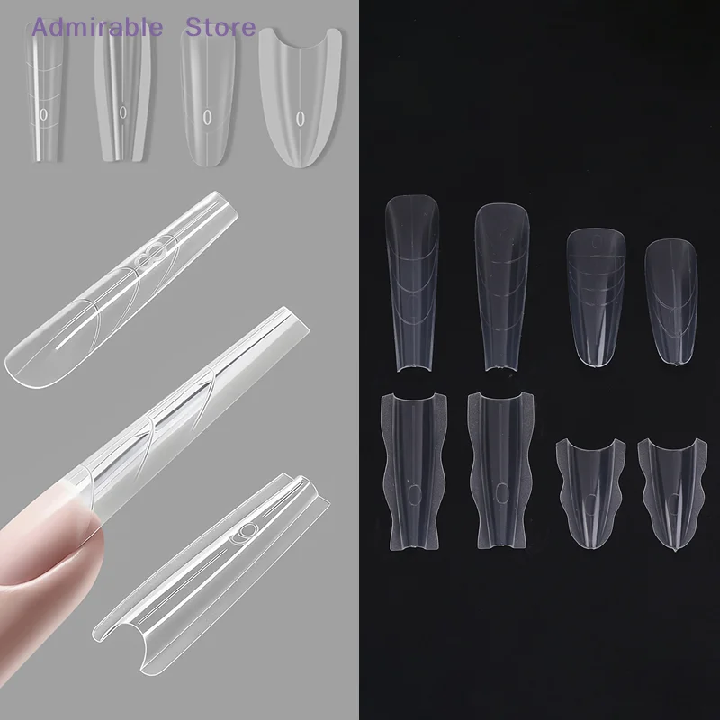 wSandwich Dual Forms for Coffin Nail Extension 60PCS 15 Sizes Reusable Nail Mold Tool for DIY Professional Manicure