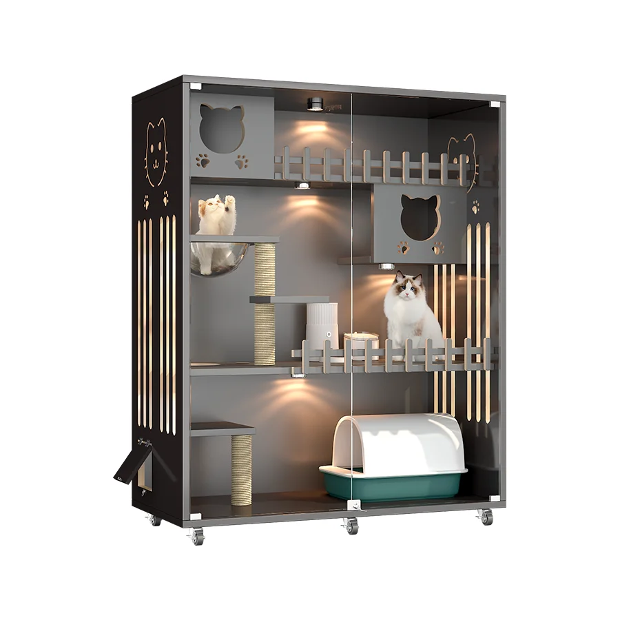 

Wooden Pet Furniture Cat with Scratching Post Cute Cave House pet cages wood houses cat