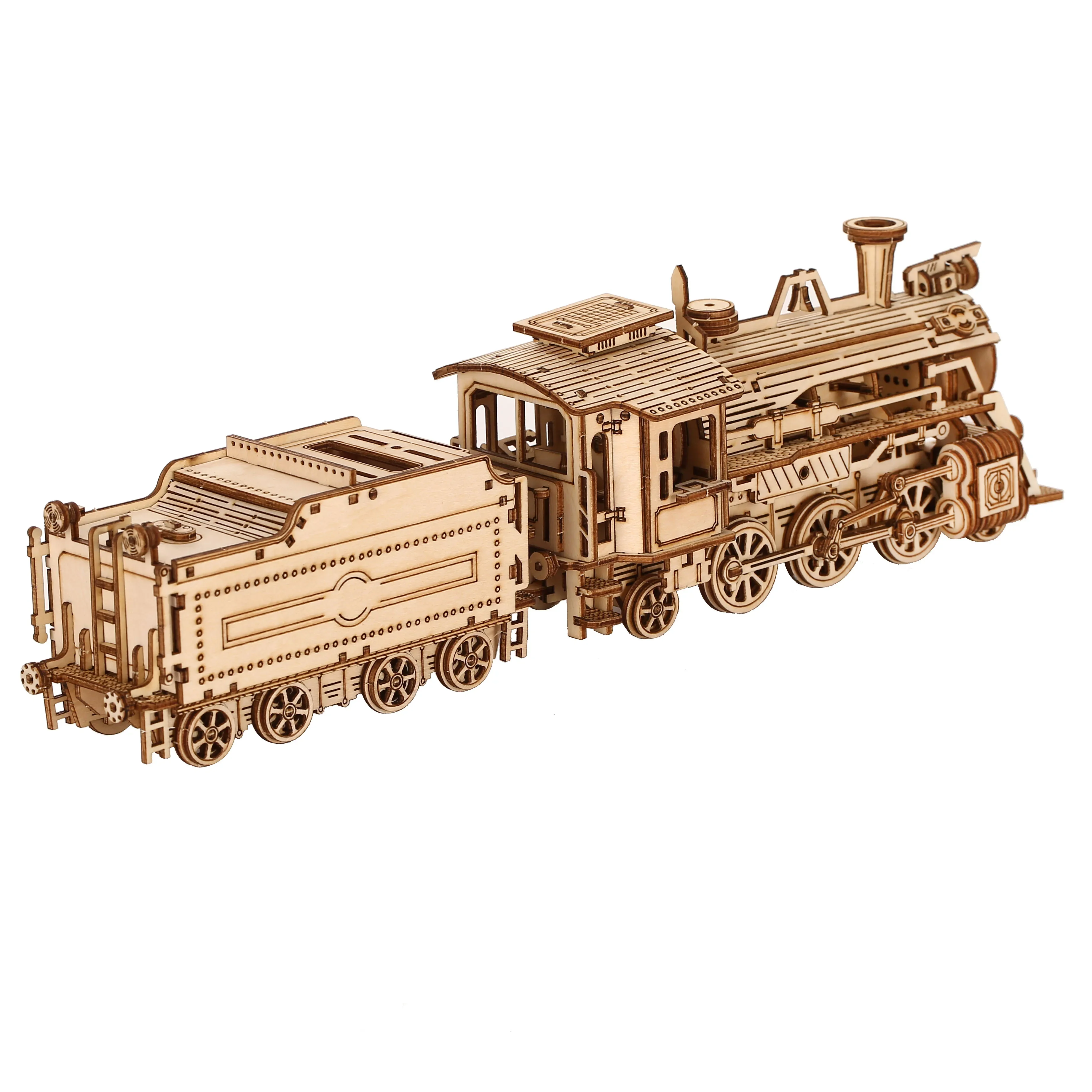 Modelo de locomotora DIY, rompecabezas de madera 3D, Kits de bloques de construcción, juguete de montaje, regalo de cumpleaños para niños y adultos, decoración del hogar