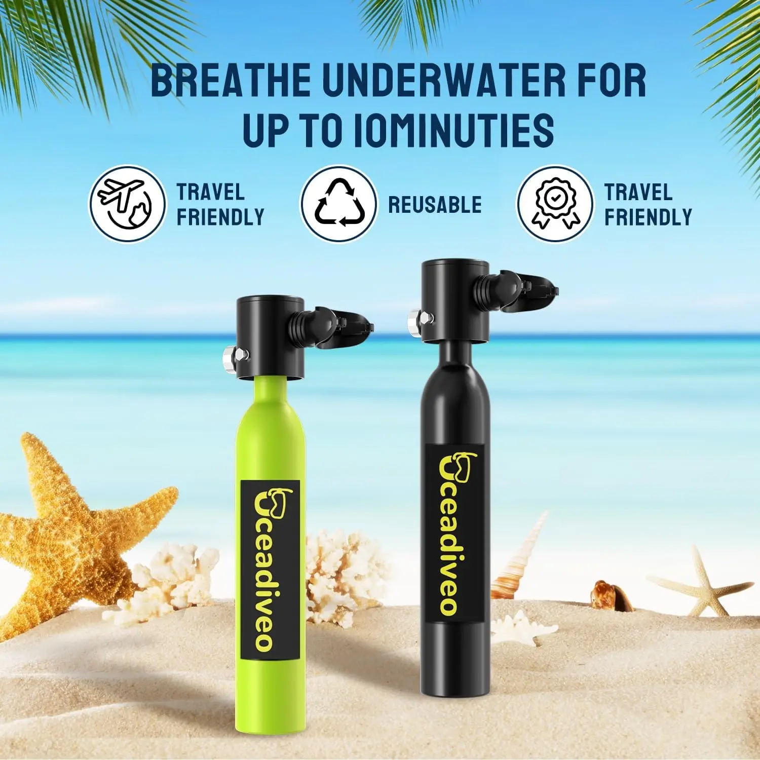 Portable Scuba Pony Bottle 0.5 Liter (3.5 Cubic Feet) - Compact Mini Tank for Underwater Practice, Snorkeling, and Shallow Water Diving