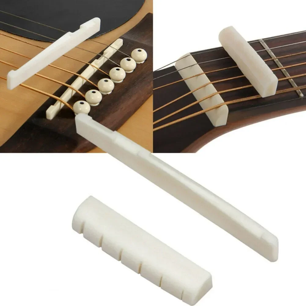 

POTEA 1 Set Natural Bone Guitar Bridge Nut Saddle For 6 String Acoustic Guitar White Musical Stringed Instrument Guitar Accessor