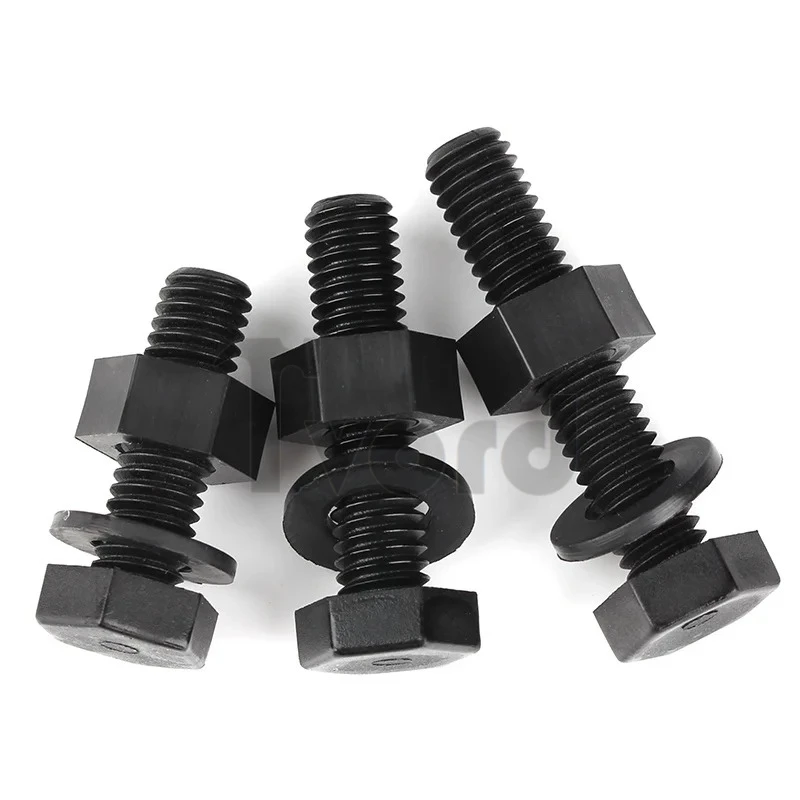 M3 M4 M5 M6 M8 M10 M12 الأسود النايلون الخارجي سداسية مسامير المكسرات غسالات متري الخيوط البلاستيك معزول البراغي مجموعة #6