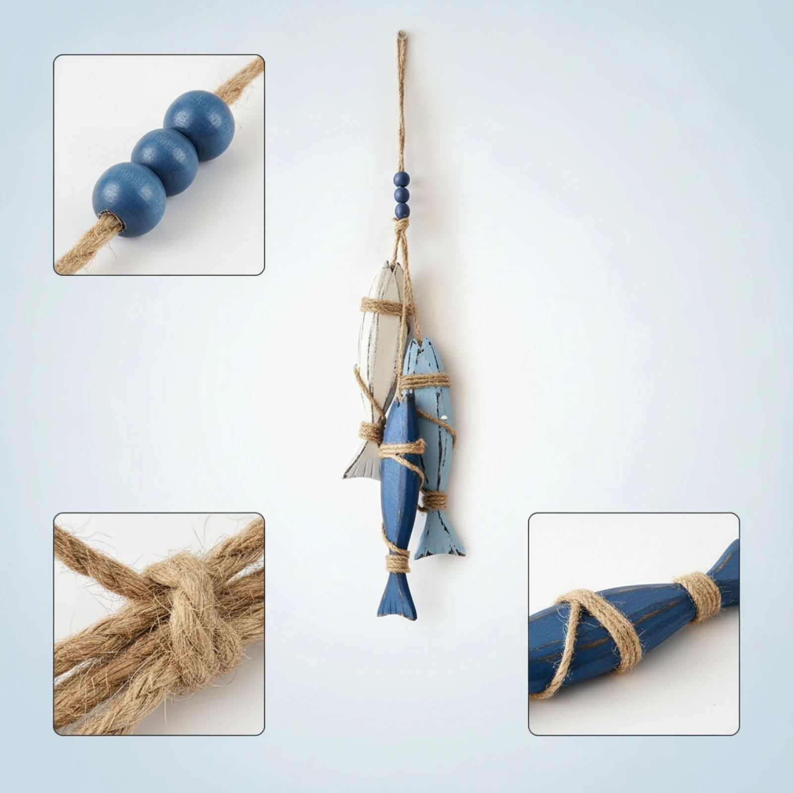 Coastal Decoration Nautical Hanging Ornament with Beads Door Hanging Decor Beach Beaded String Ornament Handmade for Entryway