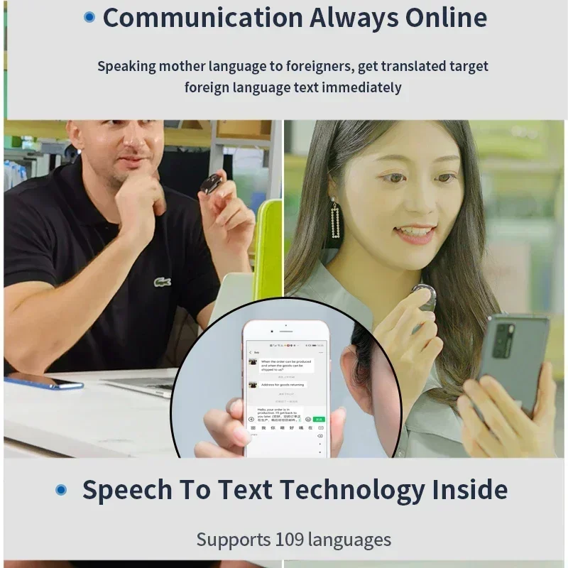 AI Smart Talkie Multi toText Real-time Chat Bluetooth Language Simultaneous Mini Voice Translator Device Voice Online Translator