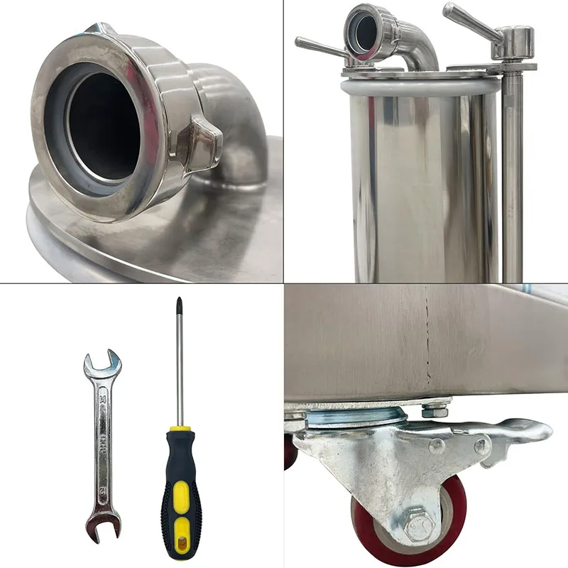 15L 전기 소시지 충전기 유압 자동 소시지 충전기 스테인리스 스틸 소시지 제조기 3개 충전 노즐 포함