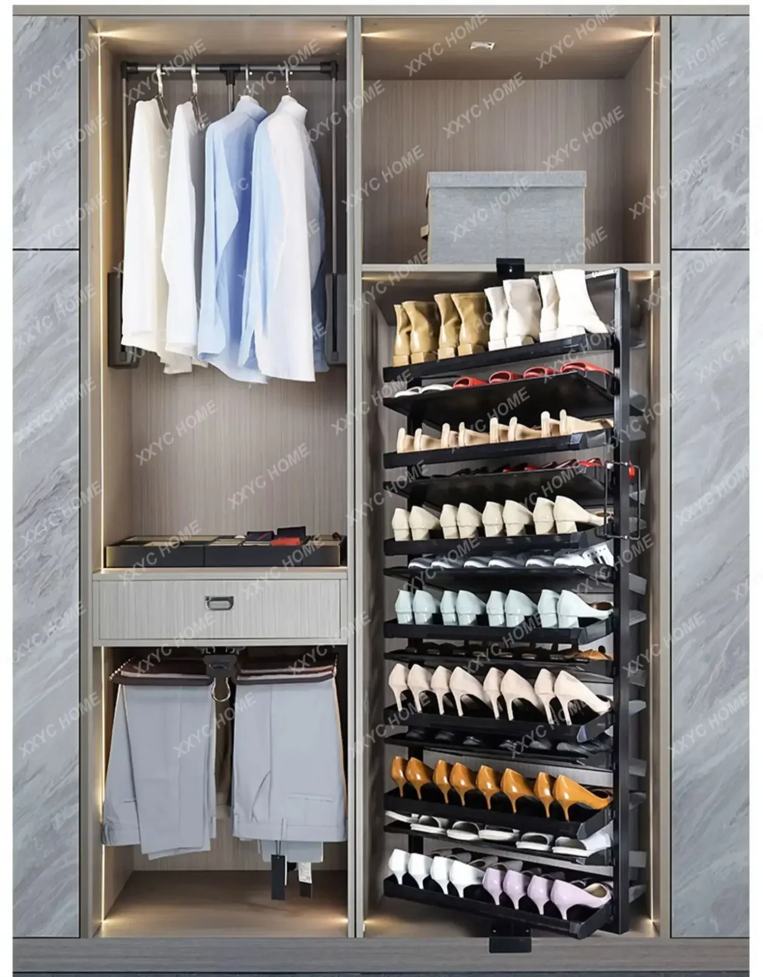 Shoe Cabinet Rotating Shoe Rack 360 Degrees Multi-Layer Storage Hardware Accessories Height Adjustment Shoe Cabinet