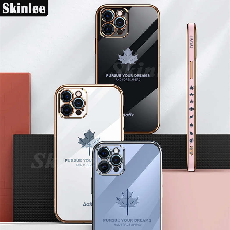 Skinlee For OnePlus Nord N30 SE 5G Case Plated Bezel Maple Leaf Pattern Silicone Cover For Oneplus Nord N30 N20 SE Back Coque