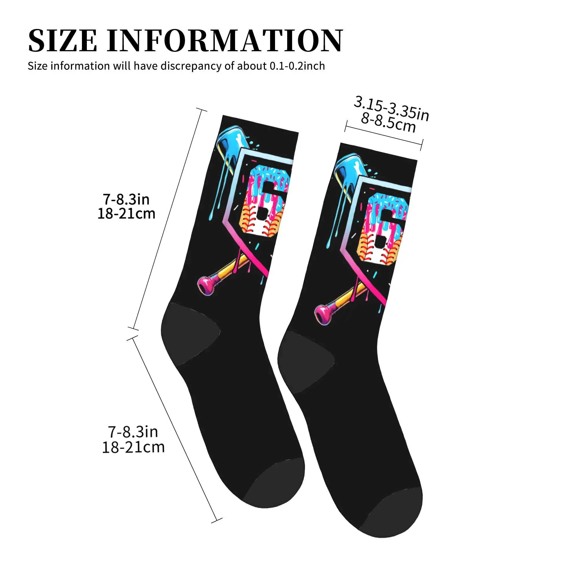 Baseball Ice Cream Drip Number 67 Player 67th Birthday Sock  Non Slip Stockings  Men Warm Soft Outdoor Socks Spring Modern Socks