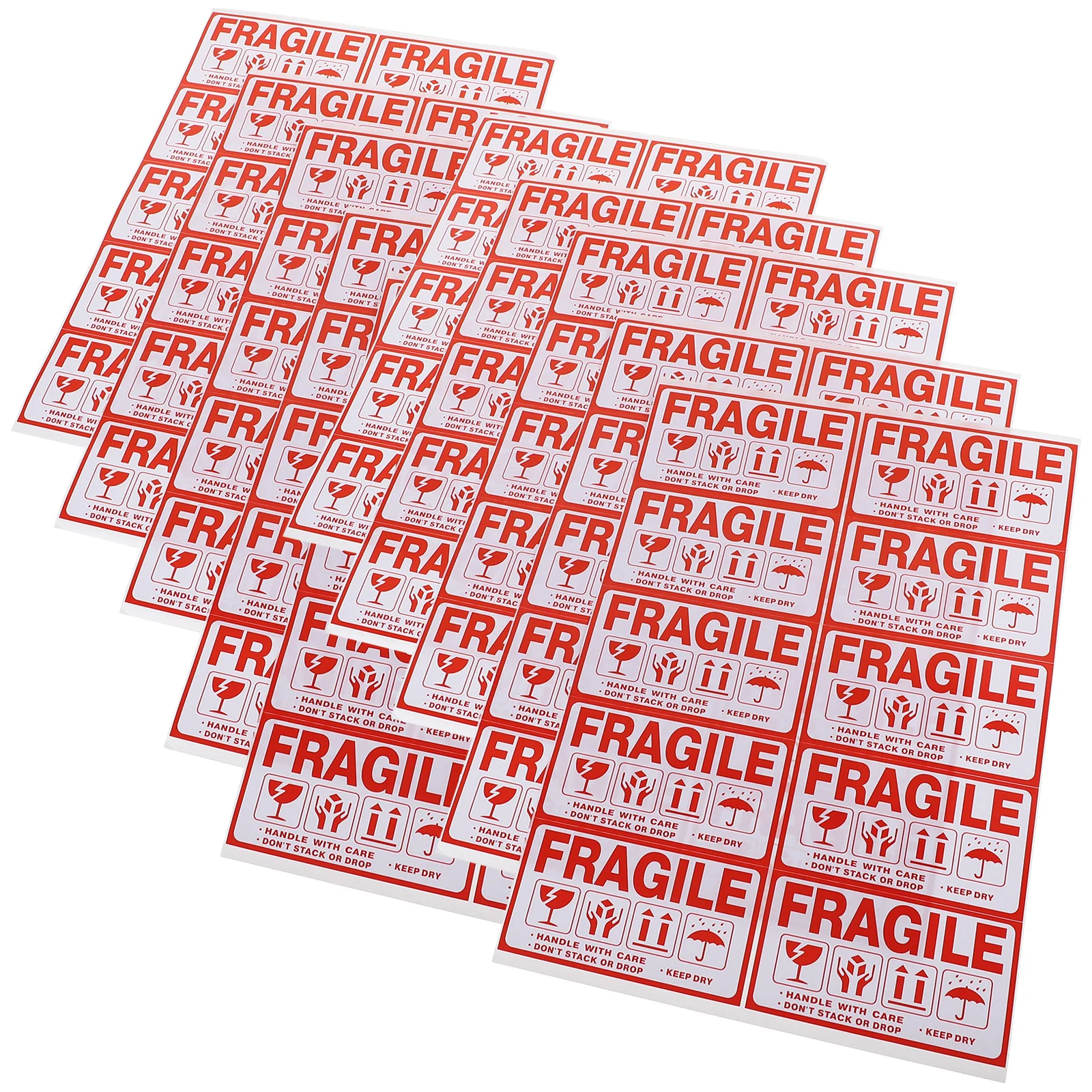 

20 Sheets Self-Adhesive Fragile Stickers Shipping Labels Red and White Fragile Warning for Packaging Moving Careful Warning