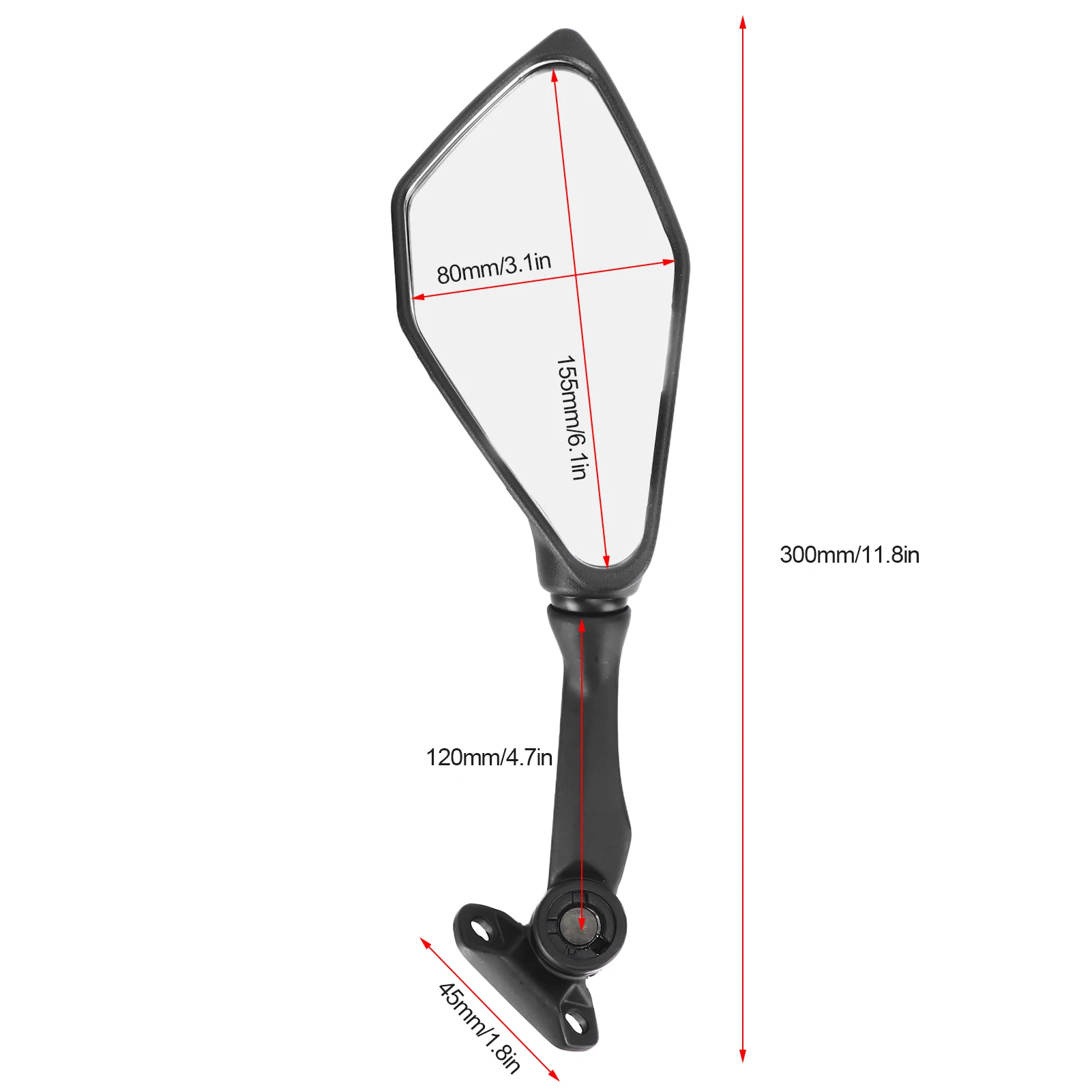 2Pcs Motorcycle Rear View Mirrors Folding Black Replacement for Ninja 300 250 ZX6R 636 300R EX300 ABS 2011‑2018  Motorcycle Part image 6