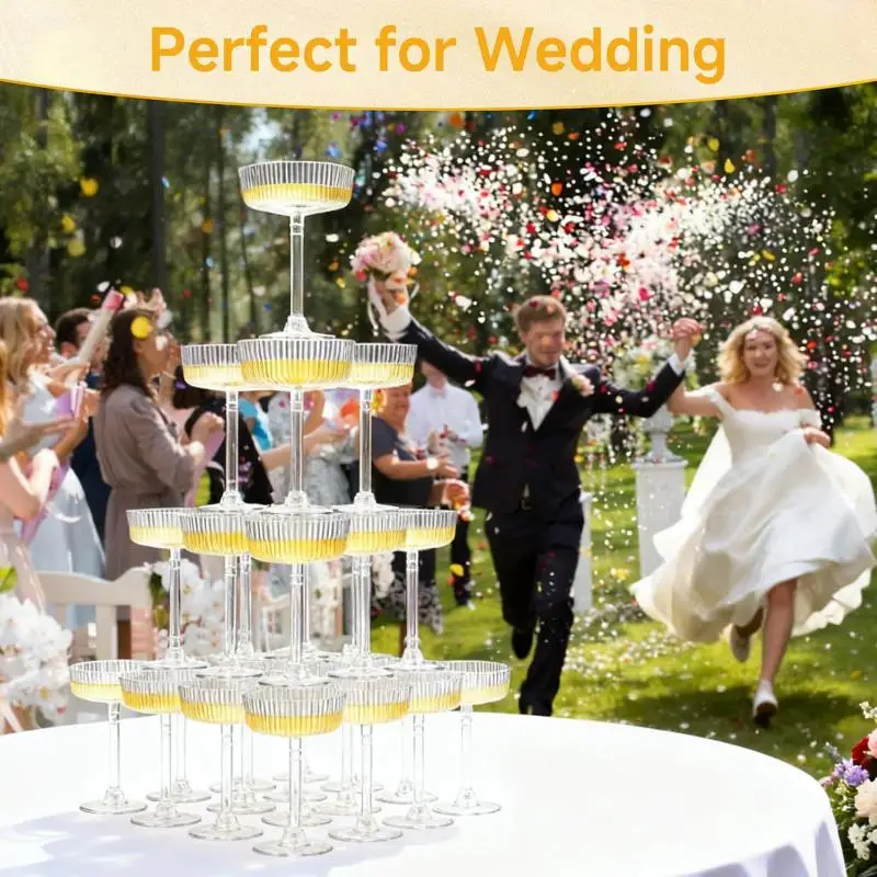10Pcs Food Grade BPA Free Plastic Martini Glasses Dessert Cups Toasting Flutes for Wedding New Year Eve Party Event
