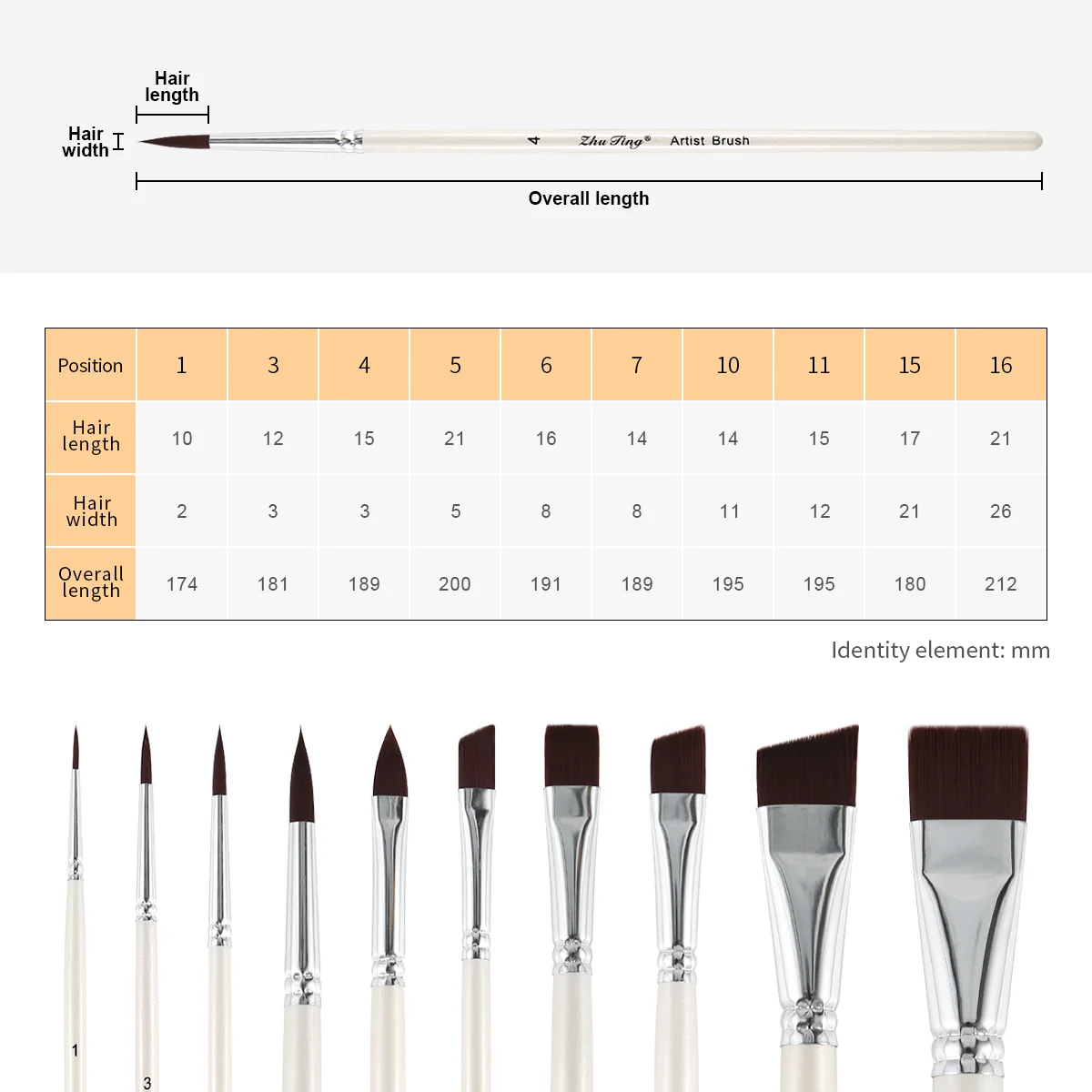 Pincel de pintura facial branco, pincel de qualidade profissional, conjunto de pincéis para pintura facial, aquarela, pintura a óleo acrílica