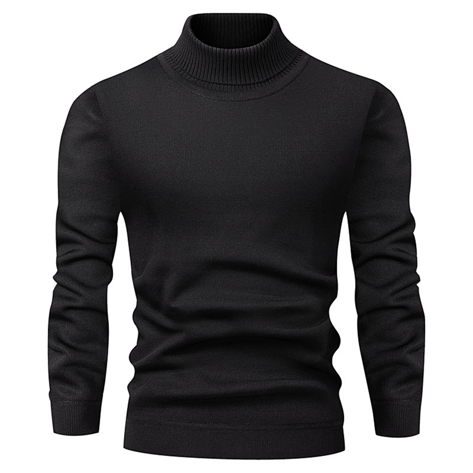 

Men's Turtleneck Slim Sweater Autumn Winter Thick Base Shirt Long Sleeve Solid Color Pullover High Quality Warm Knitted Sweaters