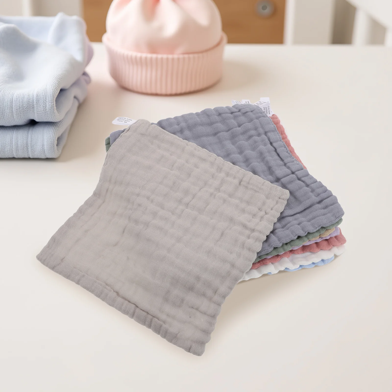 

8pcs Baby Drool Bibs 6-Layer Cotton Muslin Burp Cloths Soft Absorbent Feeding Teething Towels For Newborn Infant Face Wipes