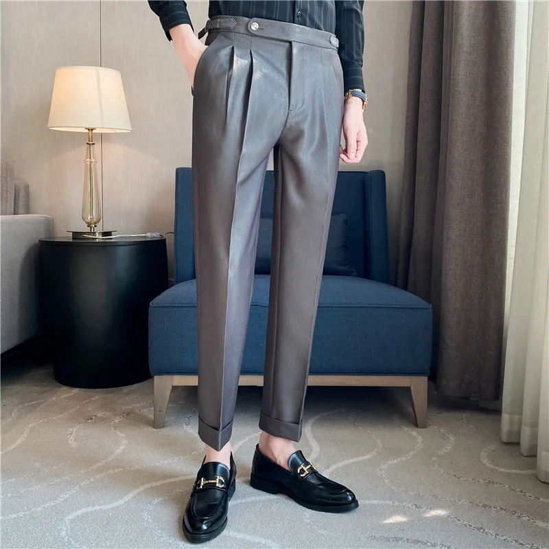 2023 Fashions Slim Fit Formal Trousers Mens Autumn Winter High Quality Brand Business Casual Black Blue Stretch Long Pants 29-36