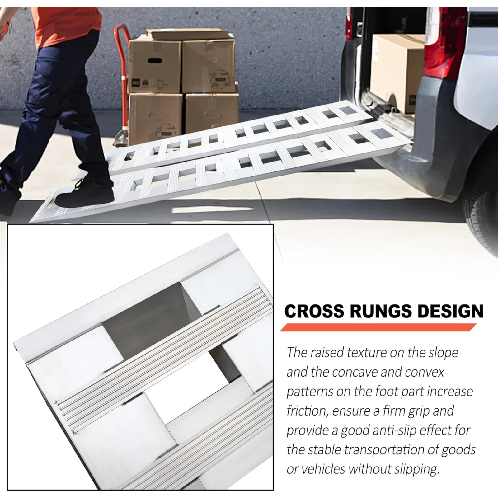 2PCS 72"x 15" Aluminum Trailer Ramps, 6800lbs Loading Ramps for Unloading Motorcycles, Bicycles, Dirt Bikes