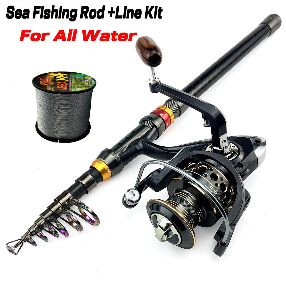 

1.8-3.6m Telescopic Spinning Fishing Rod Reel Combo Carbon Fiber Fishing Pole Spinning Reel With PE Line Kit Max 3-8kg Pesca