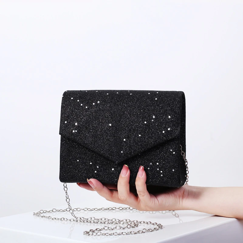 Sequined Envelope Clutch Bags Womens Black Gold Silver Purses and Handbags Female Bling Shoulder Crossbody Bags Luxury Clutches