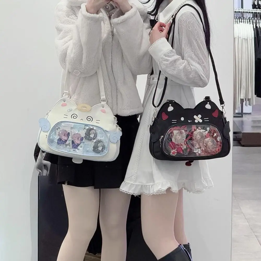 Portable Zipper Bag Kawaii Cat Itabag PU Cotton Doll Bag Transparent Pocket Wallet Badge Storage Bag Fashion Backpacks Men image 6